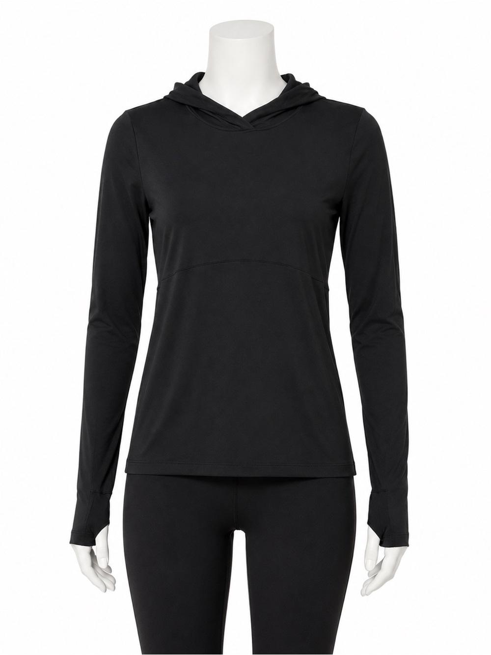 ALO Alosoft Hooded Runner Black Lightweight Hoodie thumbholes black Size M EUC